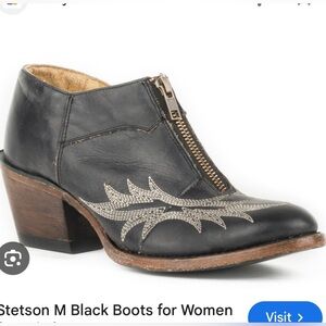 Stetson retro Black Ankle Booties with Zipper